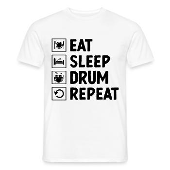 Manger Dormir Tambour Répéter Tambour Tambour - T-shirt homme - blanc - Devant - AI Model Male 178 dark (178cm)