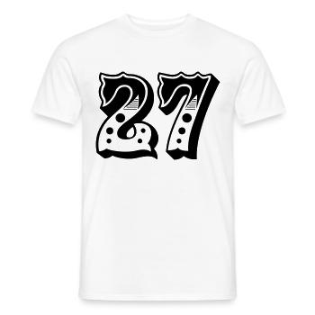 27 - Zahl - Nummer - Männer T-Shirt - Weiß - Vorne - AI Model Male 178 dark (178cm)