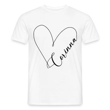Corinna Nom Ligne de Coeur - T-shirt homme - blanc - Devant - AI Model Male 178 dark (178cm)