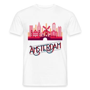 Amsterdam Pays-Bas Netherlands Holland Skyline - T-shirt homme - blanc - Devant - AI Model Male 178 dark (178cm)