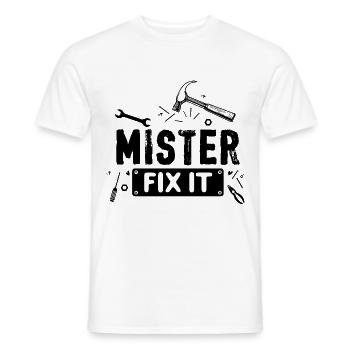 Mister Fix it he can repair everything, craftsmen - Men's T-Shirt - white - Front - AI Model Male 178 dark (178cm)
