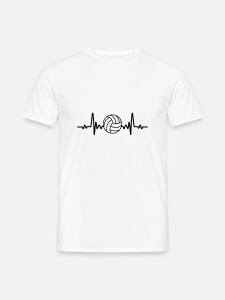 Herzschlag Volleyball, Sport, Zeichnung, Geschenk - Männer T-Shirt - Weiß