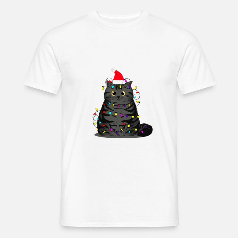Klodset kat jul - Mænd T-shirt - hvid