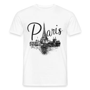 Paris Kunst Zeichnung Schwarz Weiß Eiffel - Männer T-Shirt - Weiß - Vorne - AI Model Male 178 dark (178cm)