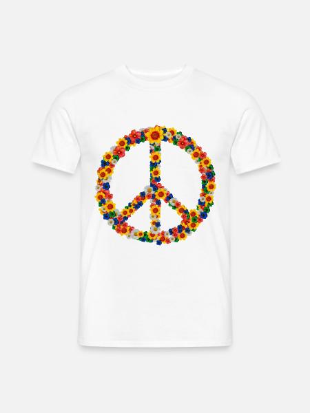 Peace Love jaren '60 jaren '70 Flower Power Hippie Uit - Heren T-shirt - wit