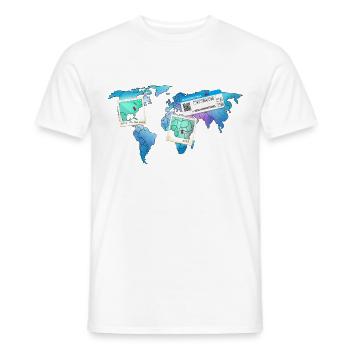 Voyager dans le monde - Carte du monde - T-shirt homme - blanc - Devant - AI Model Male 178 dark (178cm)