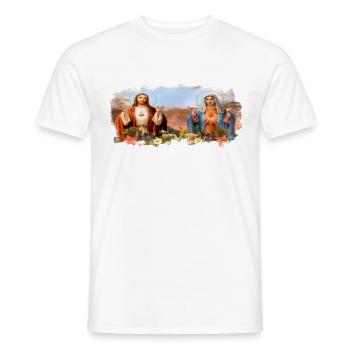Jesus-Holy Mary-religion - Men's T-Shirt - white - Front - AI Model Male 178 dark (178cm)