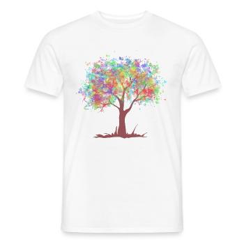 Arbre aux feuilles de couleurs arc-en-ciel - T-shirt homme - blanc - Devant - AI Model Male 178 dark (178cm)