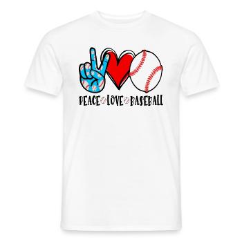 Peace Love Baseball gift idea for men women or - Men's T-Shirt - white - Front - AI Model Male 178 dark (178cm)