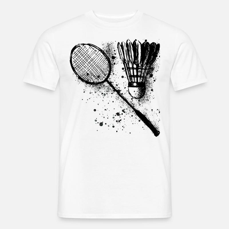 badminton,federball,aquarell, graffiti,schwarz - Männer T-Shirt - Weiß