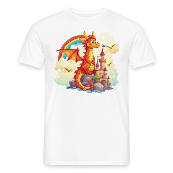 Dragon Château Arc-en-ciel Mignon Mignon Enfantin - T-shirt homme - blanc - Devant - AI Model Male 178 dark (178cm)