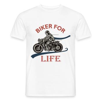 Biker for life, motorcycle passion biker Motard gift - Men's T-Shirt - white - Front - AI Model Male 178 dark (178cm)