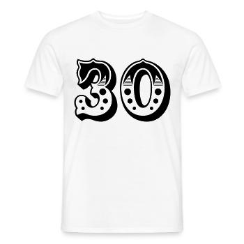 30 - Nombre - Nombre - T-shirt homme - blanc - Devant - AI Model Male 178 dark (178cm)