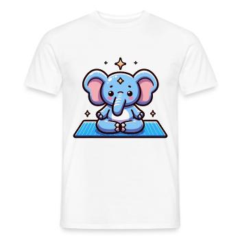 Elephant Yoga Ele-fantastic Yoga Vêtements pour bébés - T-shirt homme - blanc - Devant - AI Model Male 178 dark (178cm)