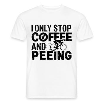 I Only Stop for Coffee and Peeing Radfahrer - Männer T-Shirt - Weiß - Vorne - AI Model Male 178 dark (178cm)