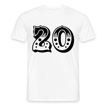 20 - Number - Number - Men's T-Shirt - white - Front - AI Model Male 178 dark (178cm)