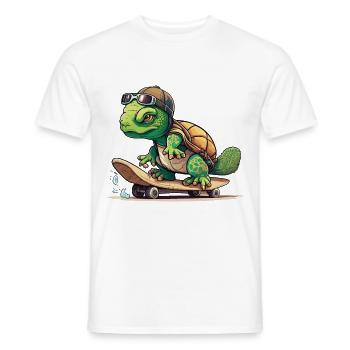 Tortue de skateboard - T-shirt homme - blanc - Devant - AI Model Male 178 dark (178cm)
