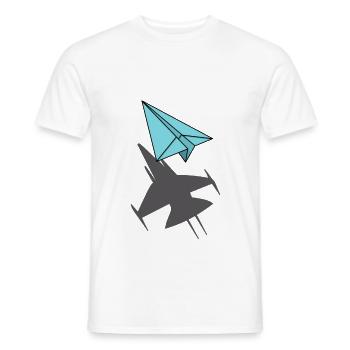 Paper plane with jet shadow gift pilot - Men's T-Shirt - white - Front - AI Model Male 178 dark (178cm)
