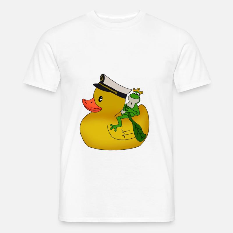 Funny duck with small frog gift idea - Men’s T-shirt - white
