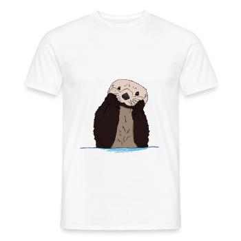 loutre mignonne et mignonne en cadeau boîte loutre - T-shirt homme - blanc - Devant - AI Model Male 178 dark (178cm)