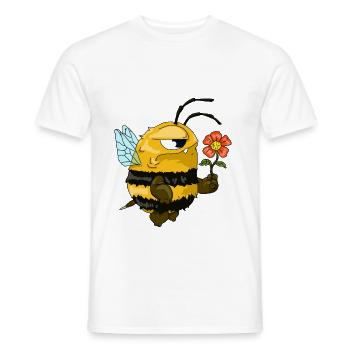 Mad bee with flower. Gift idea for beekeepers - Men's T-Shirt - white - Front - AI Model Male 178 dark (178cm)