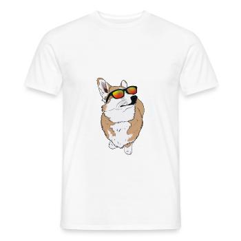 Cooler Corgi mit Sonnenbrille Geschenkidee - Männer T-Shirt - Weiß - Vorne - AI Model Male 178 dark (178cm)