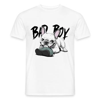 Französische Bulldogge zerkautem Schuh für - Männer T-Shirt - Weiß - Vorne - AI Model Male 178 dark (178cm)