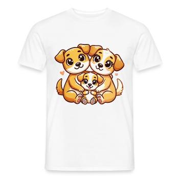 Chien aimant famille mère et père avec un enfant - T-shirt homme - blanc - Devant - AI Model Male 178 dark (178cm)
