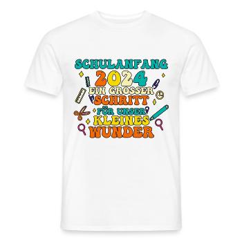 Parents Schoolchild Primary School First Grade School Enrollment - Men's T-Shirt - white - Front - AI Model Male 178 dark (178cm)