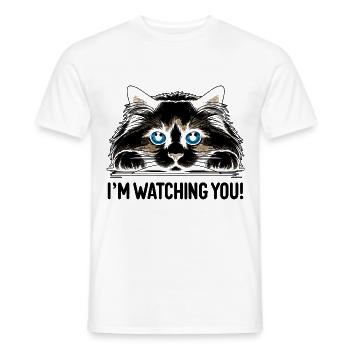 Ich beobachte dich Ragdoll Katze Liebhaber Ragdolls Katzen - Männer T-Shirt - Weiß - Vorne - AI Model Male 178 dark (178cm)