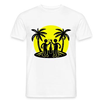 Boire à la fête sur la plage de l’île - T-shirt homme - blanc - Devant - AI Model Male 178 dark (178cm)