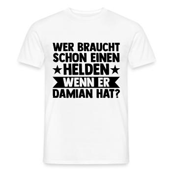 Prénom Damian - T-shirt homme - blanc - Devant - AI Model Male 178 dark (178cm)