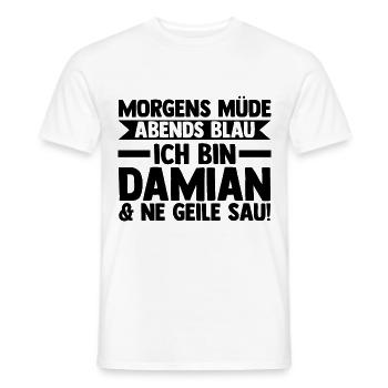 Prénom Damian - T-shirt homme - blanc - Devant - AI Model Male 178 dark (178cm)