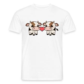 Couple Vache Coeur - T-shirt homme - blanc - Devant - AI Model Male 178 dark (178cm)