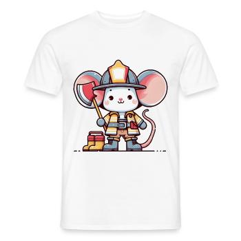 Cute Mouse Firefighter - Men's T-Shirt - white - Front - AI Model Male 178 dark (178cm)
