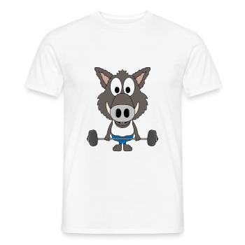 WILDSCHWEIN - WILD BOAR - FITNESS - GEWICHTHEBER - Männer T-Shirt - Weiß - Vorne - AI Model Male 178 dark (178cm)