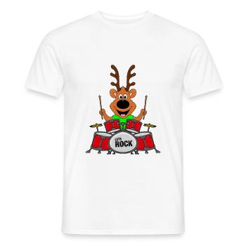 SCHLAGZEUGER - SCHLAGZEUG - MUSIKER - REH - TIER - Männer T-Shirt - Weiß - Vorne - AI Model Male 178 dark (178cm)