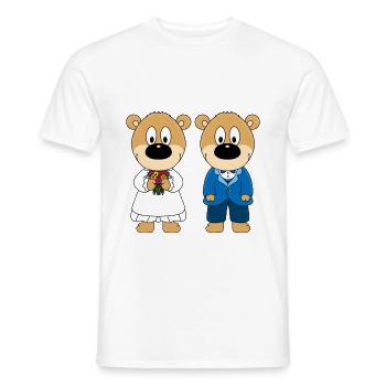 HOCHZEIT - HEIRATEN - LIEBE - BRAUTPAAR - TEDDYS - Männer T-Shirt - Weiß - Vorne - AI Model Male 178 dark (178cm)