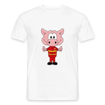 FEUERWEHR - SCHWEIN - TIER - KIND - BABY - Männer T-Shirt - Weiß - Vorne - AI Model Male 178 dark (178cm)