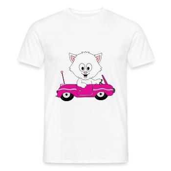 KATZE - CAT - AUTO - CAR - TIER - KIND - BABY - Männer T-Shirt - Weiß - Vorne - AI Model Male 178 dark (178cm)