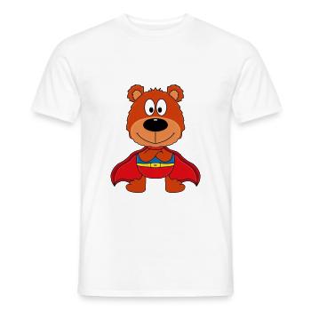 SUPERHELD - TEDDYBÄR - TEDDY - KIND - BABY - Männer T-Shirt - Weiß - Vorne - AI Model Male 178 dark (178cm)