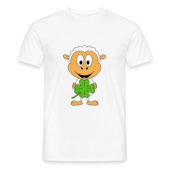 KLEEBLATT - SCHAF - GLÜCKSBRINGER - TIER - KIND - Männer T-Shirt - Weiß - Vorne - AI Model Male 178 dark (178cm)