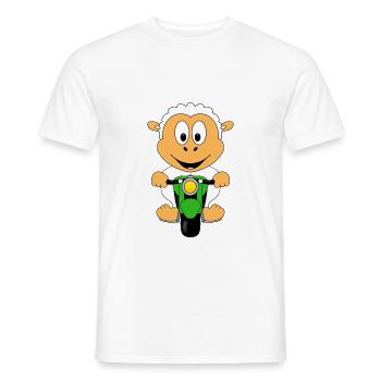 MOTORRAD - BIKER - SCHAF - TIER - TIERISCH - Männer T-Shirt - Weiß - Vorne - AI Model Male 178 dark (178cm)