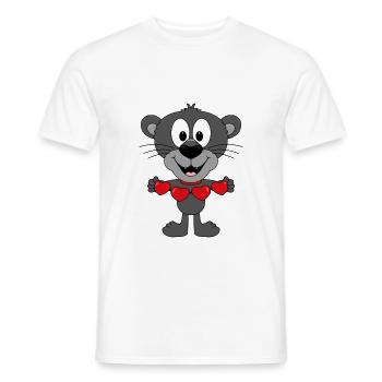 LIEBE - LOVE - PANTHER - TIER - TIERLIEB - KIND - Männer T-Shirt - Weiß - Vorne - AI Model Male 178 dark (178cm)