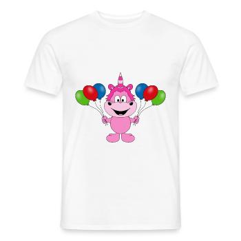 EINHORN - LUFTBALLONS - KIND - BABY - TIERISCH - Männer T-Shirt - Weiß - Vorne - AI Model Male 178 dark (178cm)