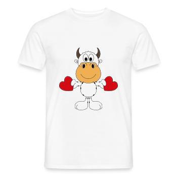 KUH - COW - TIER - KIND - BABY - LIEBE - LOVE - Männer T-Shirt - Weiß - Vorne - AI Model Male 178 dark (178cm)