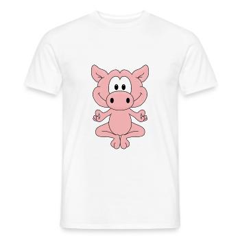 YOGA - PILATES - SCHWEIN - TIER - TIERISCH - Männer T-Shirt - Weiß - Vorne - AI Model Male 178 dark (178cm)