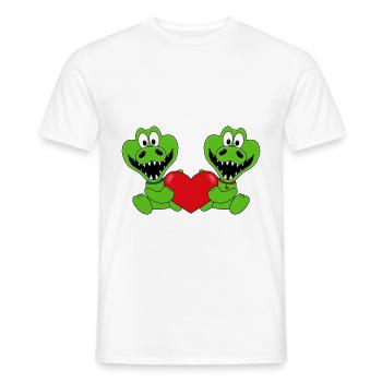 KROKODILE - TIERE - KIND - BABY - LIEBE - Männer T-Shirt - Weiß - Vorne - AI Model Male 178 dark (178cm)