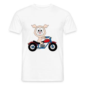 MOTORRAD - LAMA - ALPAKA - TIER - KIND - BABY - Männer T-Shirt - Weiß - Vorne - AI Model Male 178 dark (178cm)