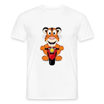 TIGER - MOTORRAD - TIER - KIND - BABY - Männer T-Shirt - Weiß - Vorne - AI Model Male 178 dark (178cm)